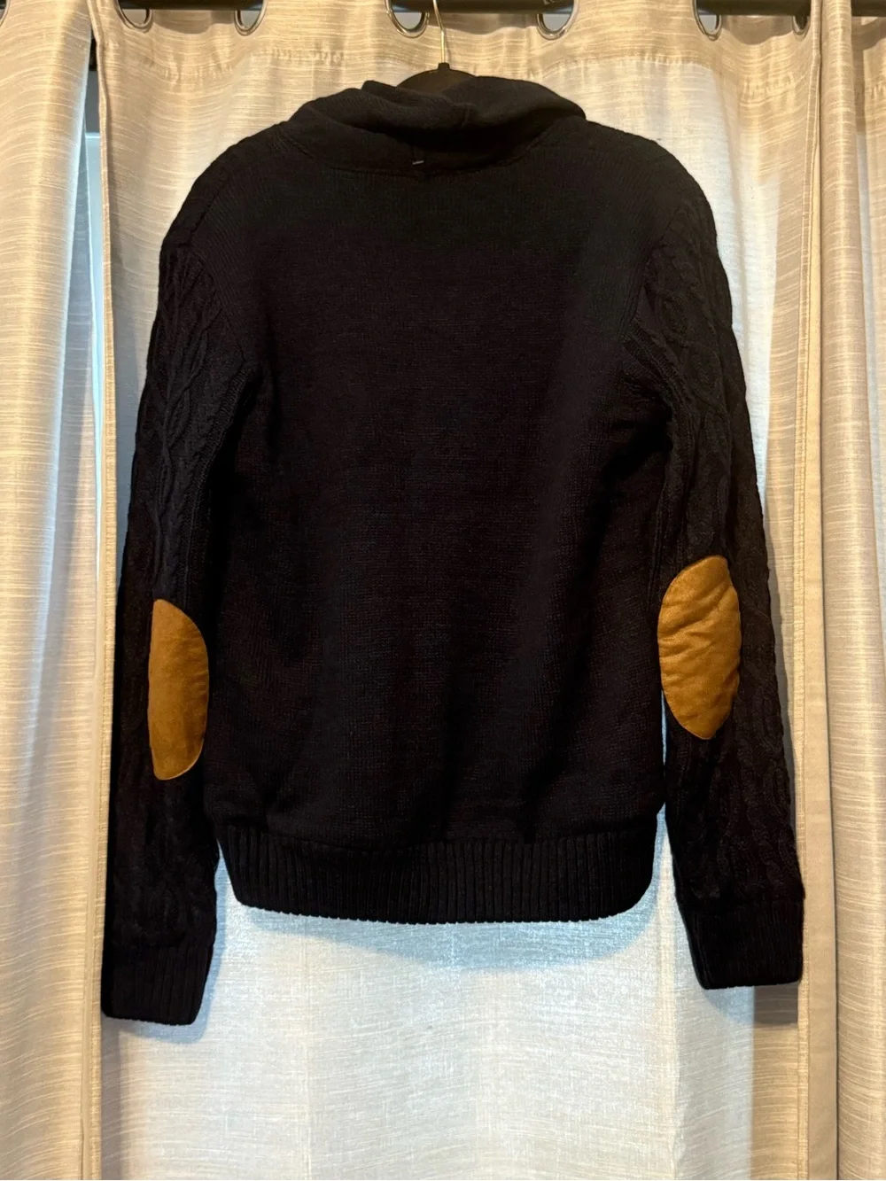 American Stitch Sweater Mens XL Navy Blue Button Down Elbow Patches Pockets NWOT
